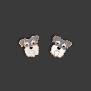 Schnauzer Earrings | Liebchen the Schnauzer Sweetheart Hard Enamel 14k Gold Stainless Steel Earrings | Doheny NYC Darling Dogs