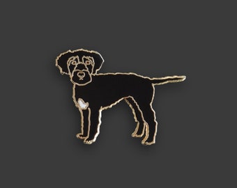 Pin de esmalte duro de perro de agua portugués: Finn dorado brillante