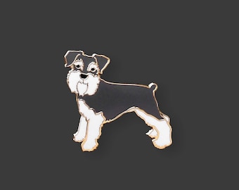 Schnauzer Pin | Grey, White | Liebchen the Schnauzer Sweetheart Hard Enamel Pin | Doheny NYC Darling Dogs