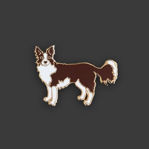 Border Collie Enamel Pin: Shiny Gold Dog Breed Lapel Pin