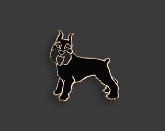 Black Schnauzer Pin | Zuzu the Prancing Schnauzer Hard Enamel Pin | Doheny NYC Darling Dogs