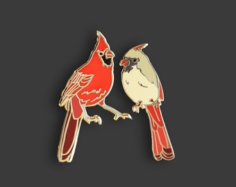 Cardinal Couple Pins | Norm and Pat - Together Forever Cardinals Hard Enamel Pin Pair | Doheny NYC Birds of a Feather