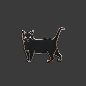黒猫ピン | 遊び心のある黒猫トゥースレス ハードエナメルピン | Doheny NYC チャーミングキャッツ