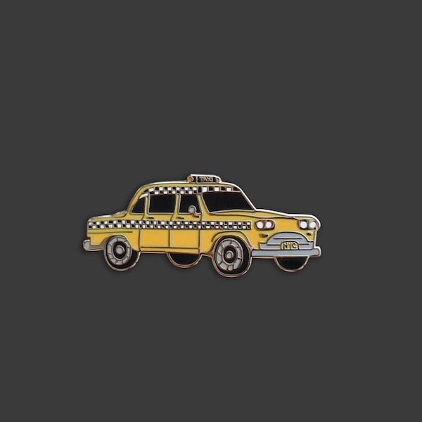 Taxi Cab Pin | Vintage Cab Checkered Yellow Taxi Hard Enamel Pin | Doheny NYC New York Icons