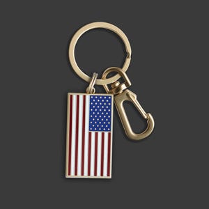 US Flag Bag Charm Keychain: Matte Gold American Flag