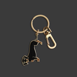 Dachshund Enamel Keychain: Matte Gold Dog Bag Charm