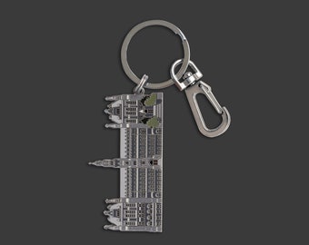 Georgetown Healy Hall Keychain: Shiny Silver Bag Charm