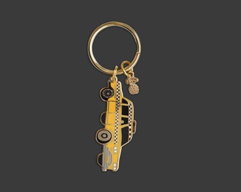 Vintage NYC Cab Keychain: Hard Enamel Taxi Bag Charm
