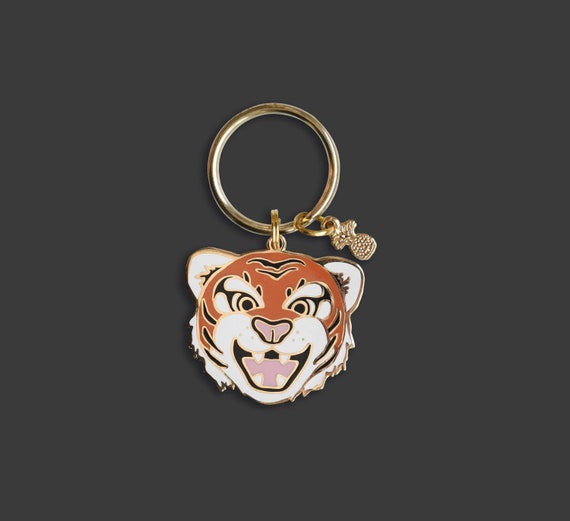 Georgetown Visitation Tiger Mascot Keychain: Gold Enamel Bag Charm