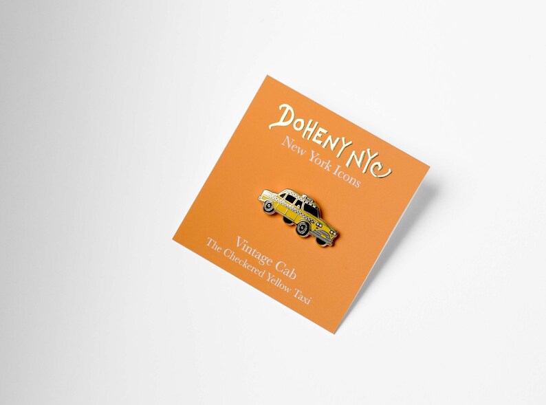 Taxi Cab Pin Vintage Cab Checkered Yellow Taxi Hard Enamel Etsy