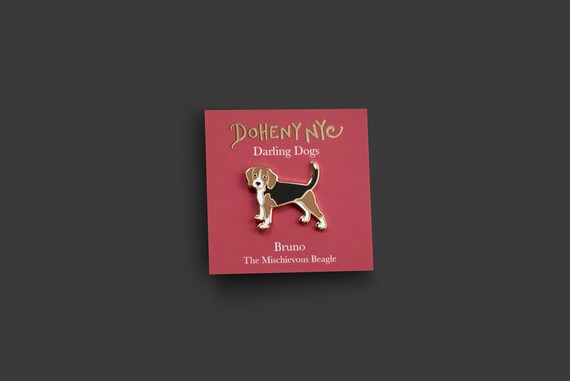 Beagle Pin Sir Nigel the Beagle Who Gets in Trouble Hard Enamel Pin Doheny NYC Darling Dogs