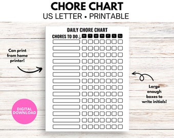 Chore Chart, Daily Chore Chart Template, Printable Adult Chore Chart, To Do List