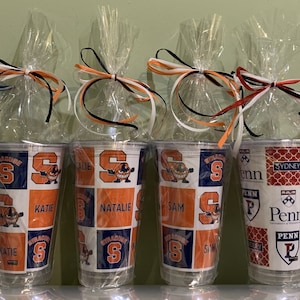 College themed tumbler with hard plastic straw, any school!