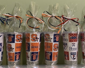 College themed tumbler with hard plastic straw, any school!