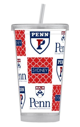 College themed tumbler with hard plastic straw, any school!