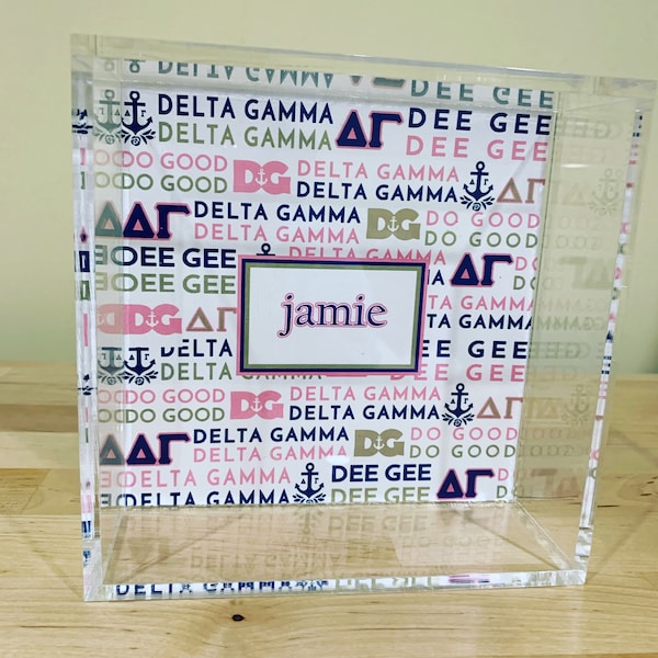 6” square lucite tray with personalized as you like it! Sorority themed