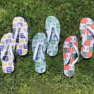 College themed flip flops, customized for any school!