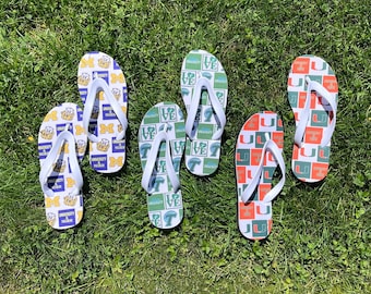 College themed flip flops, customized for any school!