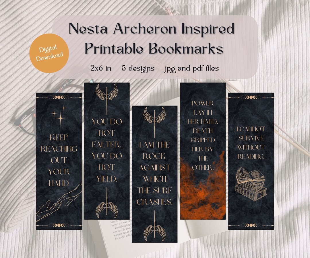 ACOTAR Inspired Nesta Archeron Printable Bookmarks, Digital Download ...