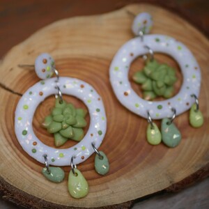 CLEARANCE / Polymer clay succulent earrings / Polymer clay earrings / Surgical steel / Hypoallergenic / Statement dangles / Jewellery