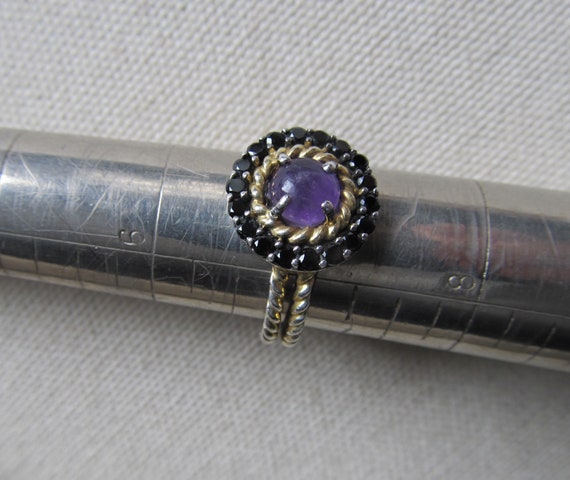 Vintage Sterling Silver Ring Amethyst Cabochon & … - image 5