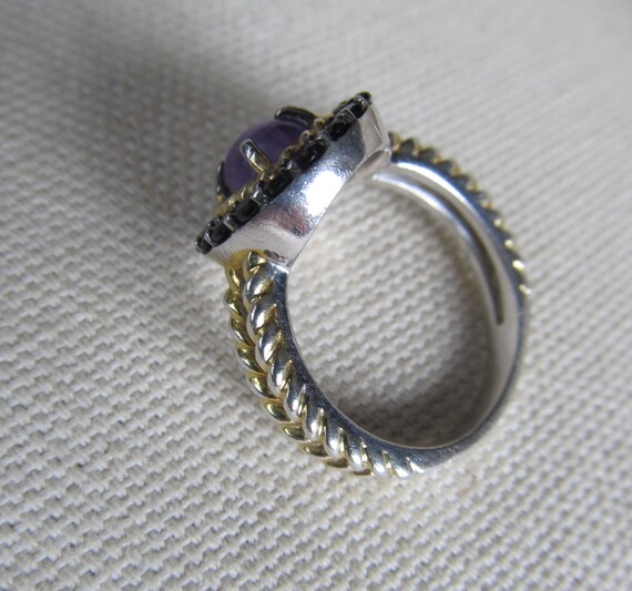 Vintage Sterling Silver Ring Amethyst Cabochon & … - image 4