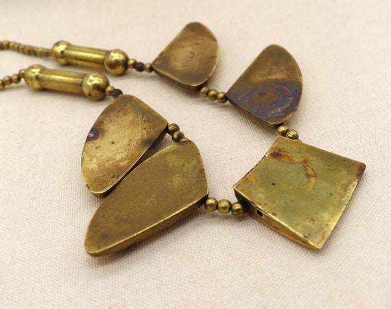 Vintage Brutalist Brass Necklace - Mid-Century Mo… - image 6