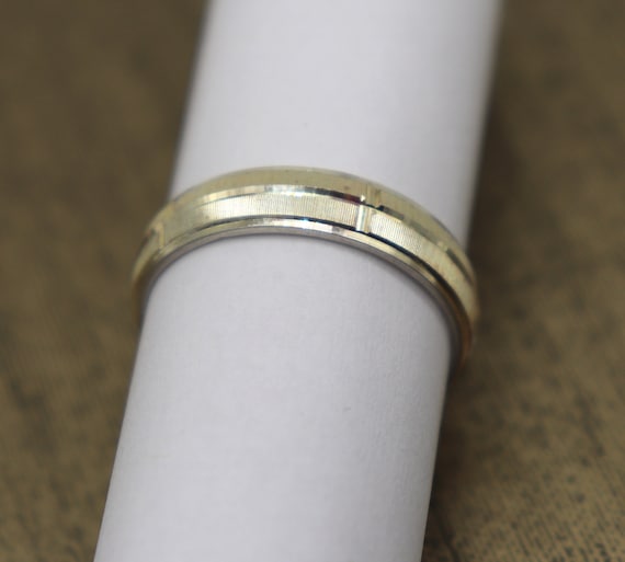 Sterling Silver Mens Wedding Band w/ Gold Wash Si… - image 1