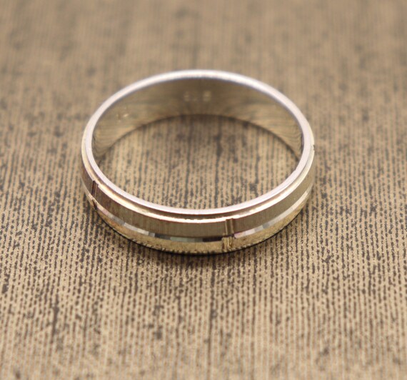 Sterling Silver Mens Wedding Band w/ Gold Wash Si… - image 3