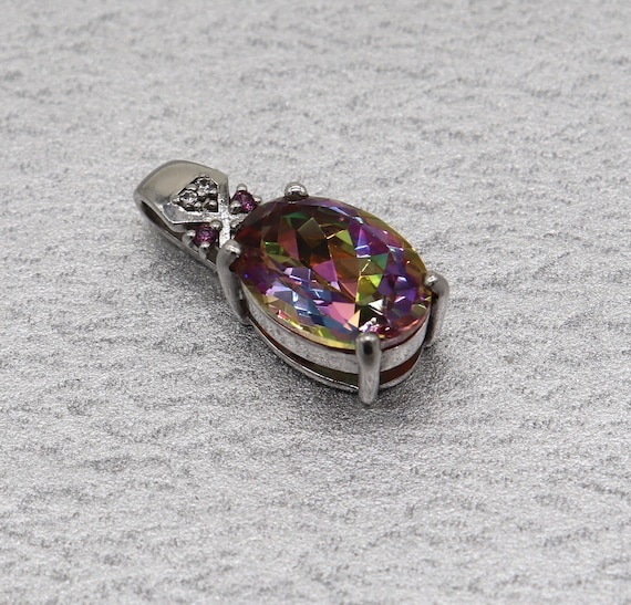 BBJ Signed Pendant Sterling Silver & Rainbow Quar… - image 2