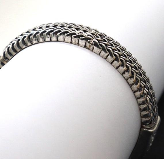 Vintage Silver Tone & Clear Rhinestone Bracelet E… - image 9