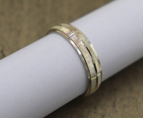 Sterling Silver Mens Wedding Band w/ Gold Wash Si… - image 2