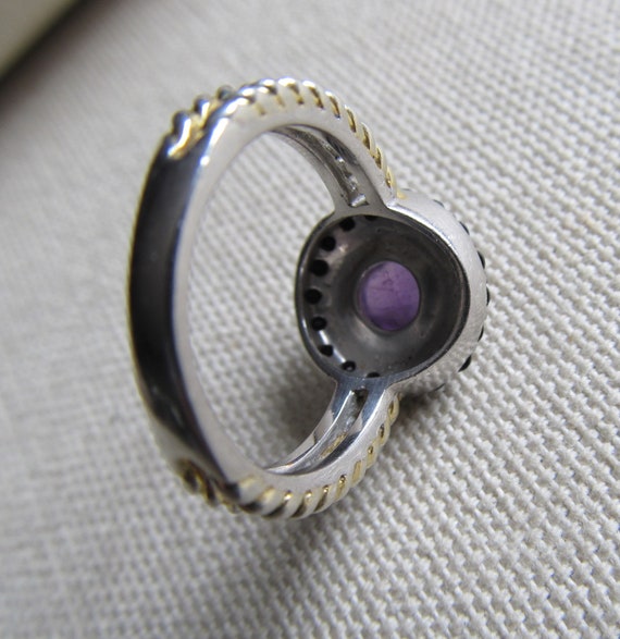 Vintage Sterling Silver Ring Amethyst Cabochon & … - image 7