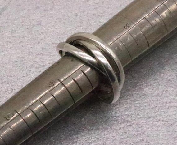 Vintage Sterling Silver Ring Interlocking 3-Part … - image 5