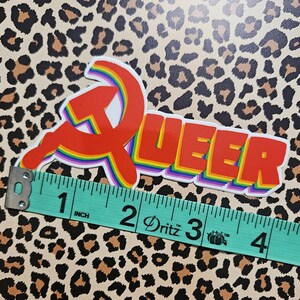 Queer Commie | Communist Sticker | LGBTQIA+ Sticker I Vinyl Sticker image 2
