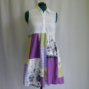 Upcycled Summer Patchwork Dress, Bohemian, Size Medium, Upcycled Clothing