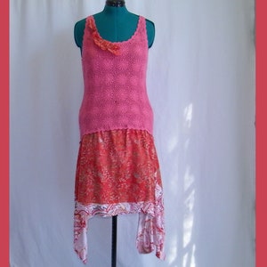 Upcycled Dress, Summer, Bohemian, Size XLarge, Upcycled Clothing, Womens, Boho