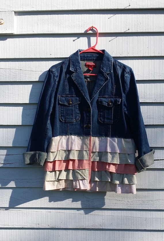 women's ruffled denim jacket