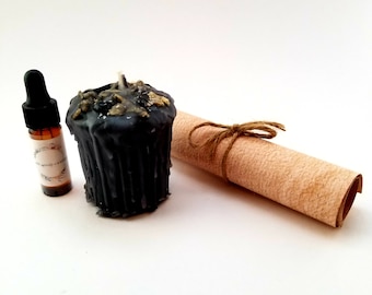 Banishing Spell Kit: Ritual Oil, Black Candle, and Incantation