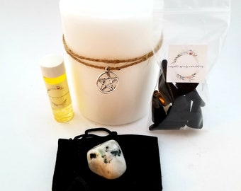 Full Moon Ritual Kit: Esbat Altar Candle, Moonstone, and Oil
