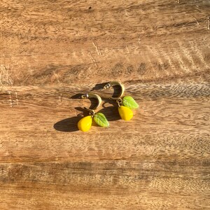 Lemon hoop earrings for a sunny day, outdoor party, or picnic.