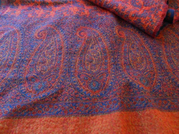 Vintage wool/silk pashmina scarf with paisley des… - image 7