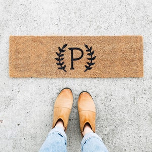 monogram doormat . mini welcome mat . mini doormat . gift for her . small coir doormat . housewarming gift . wedding gift . outdoor mat