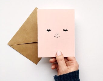 cheeky face card . blank greeting card . blank note card . face greeting card . note card . funny valentine's day card . valentines day card