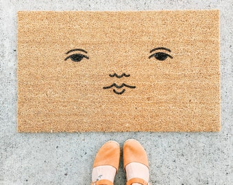 face doormat . welcome mat . gift for her . coir mat . custom door mat . funny doormat . housewarming gift . bridesmaid gift . wedding gift