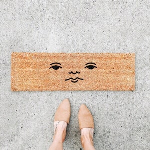 mini face doormat . small welcome mat . coir mat . mini doormat . funny doormat . housewarming gift . bridesmaid gift . wedding gift image 1