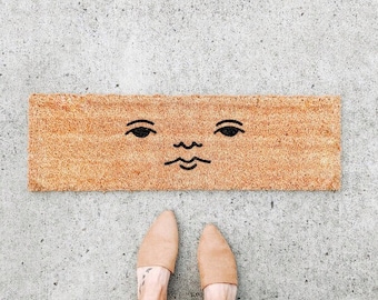 mini face doormat . small welcome mat . coir mat . mini doormat . funny doormat . housewarming gift . bridesmaid gift . wedding gift