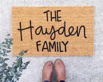 custom family name doormat . wedding gift . personalized welcome mat . coir mat . cute door mat . housewarming gift . personalized gift