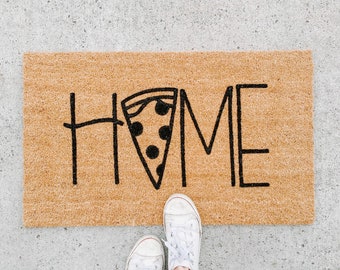 pizza doormat . welcome mat . gift for her . coir mat . custom door mat . cute doormat . housewarming gift . bridesmaid gift . wedding gift