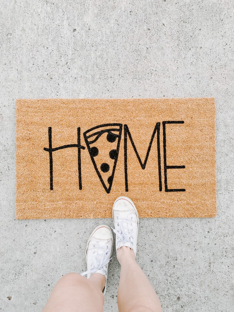 pizza doormat . welcome mat . gift for her . coir mat . custom door mat . cute doormat . housewarming gift . bridesmaid gift . wedding gift image 1